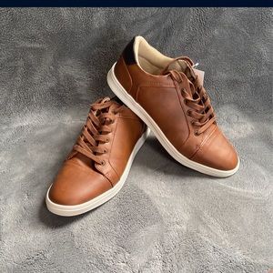 Mens casual brown faux leather shoes